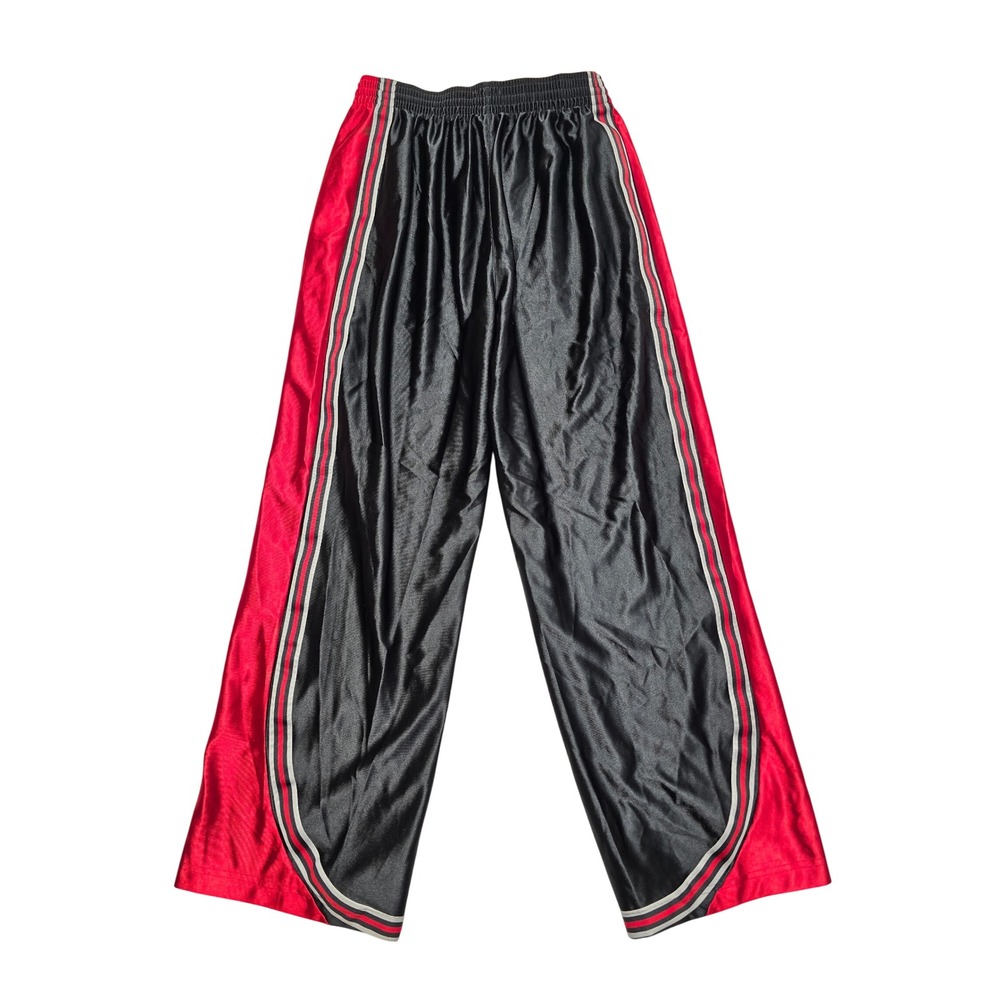 Adidas Dazzle Basketball Track Pants Shiny Wide Leg Black Red Mens Large Y2K